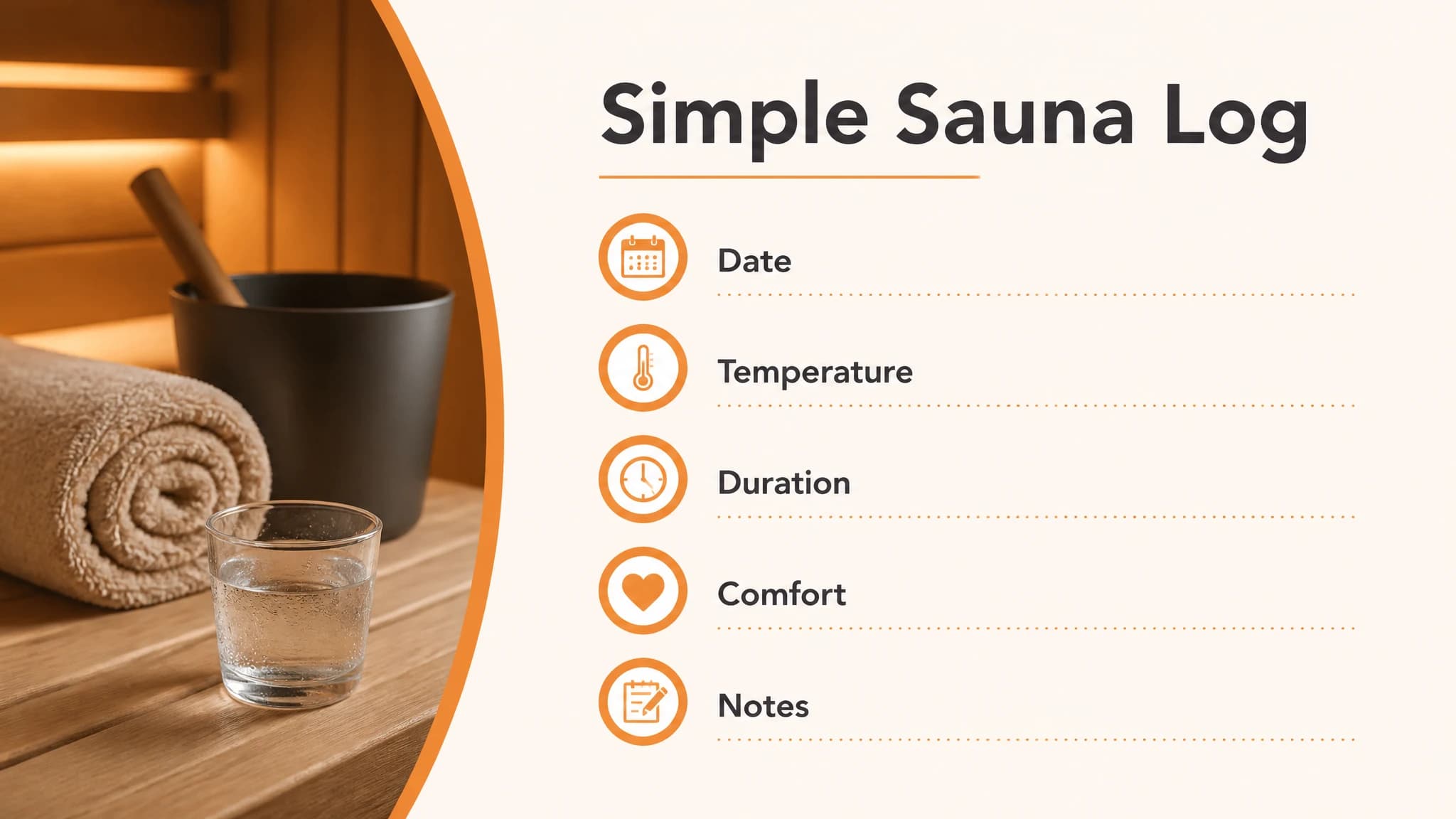 Infographic showing the essential fields in a sauna tracking log