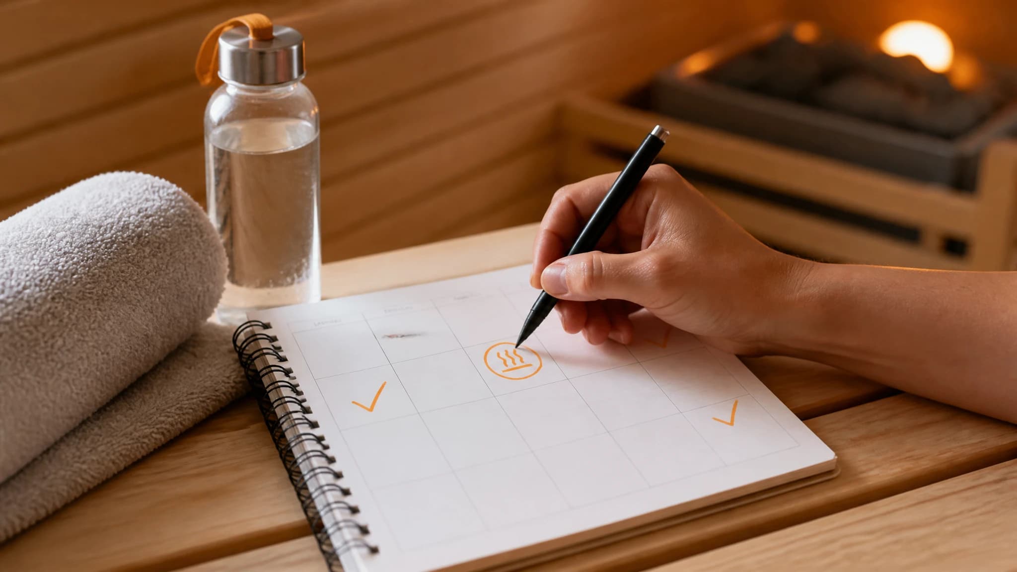 Planning a weekly sauna routine on a calendar