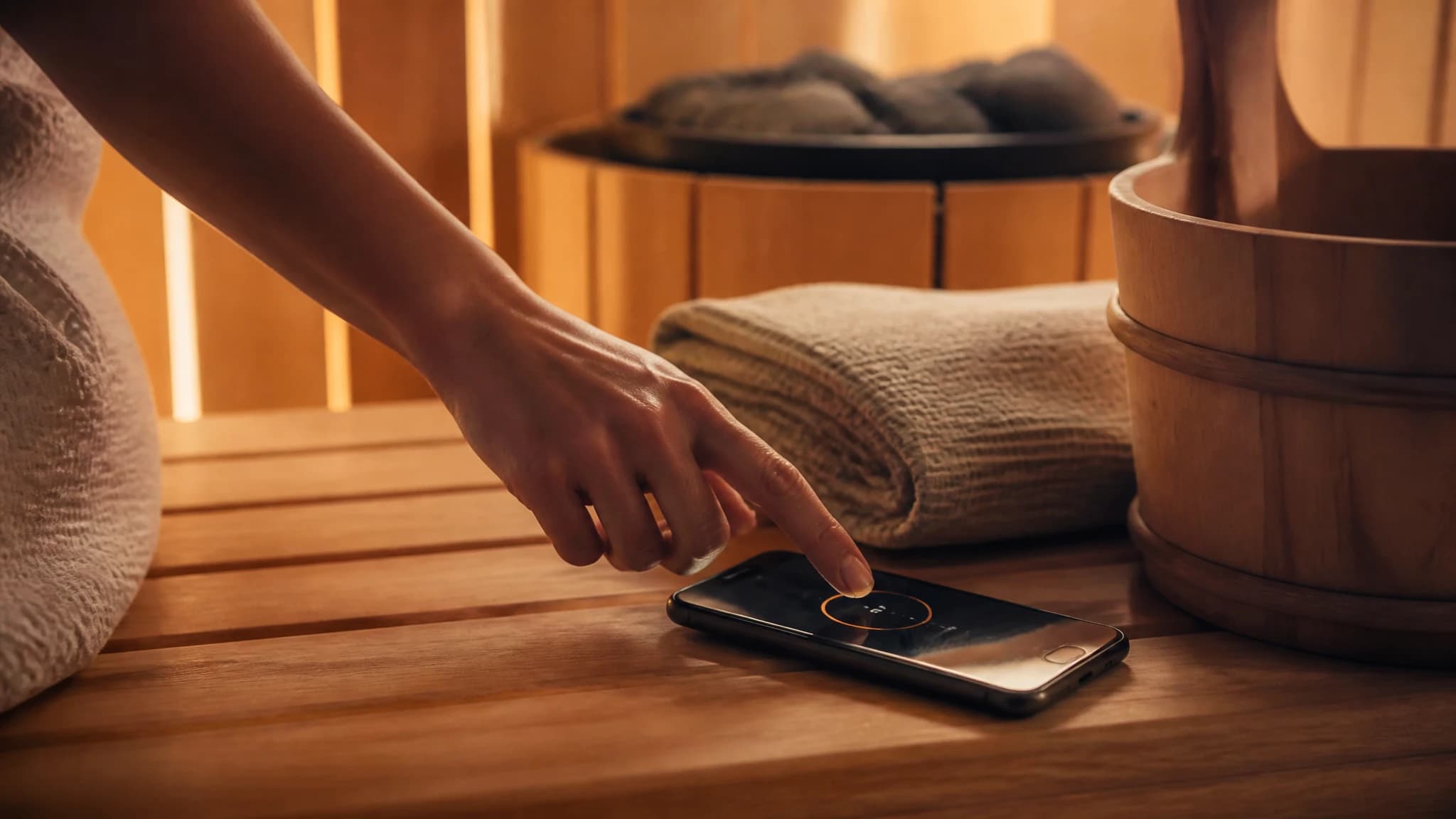 Starting a timer before a sauna session