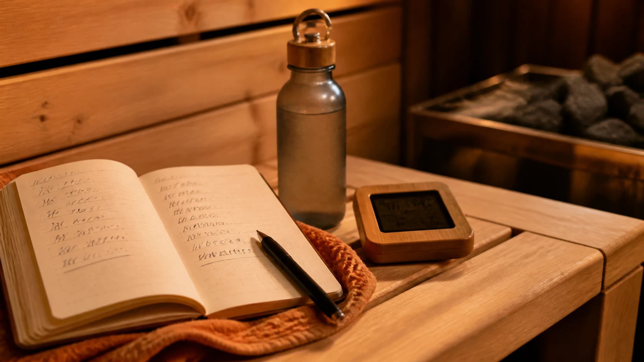 Recording sauna session details in a simple sauna log