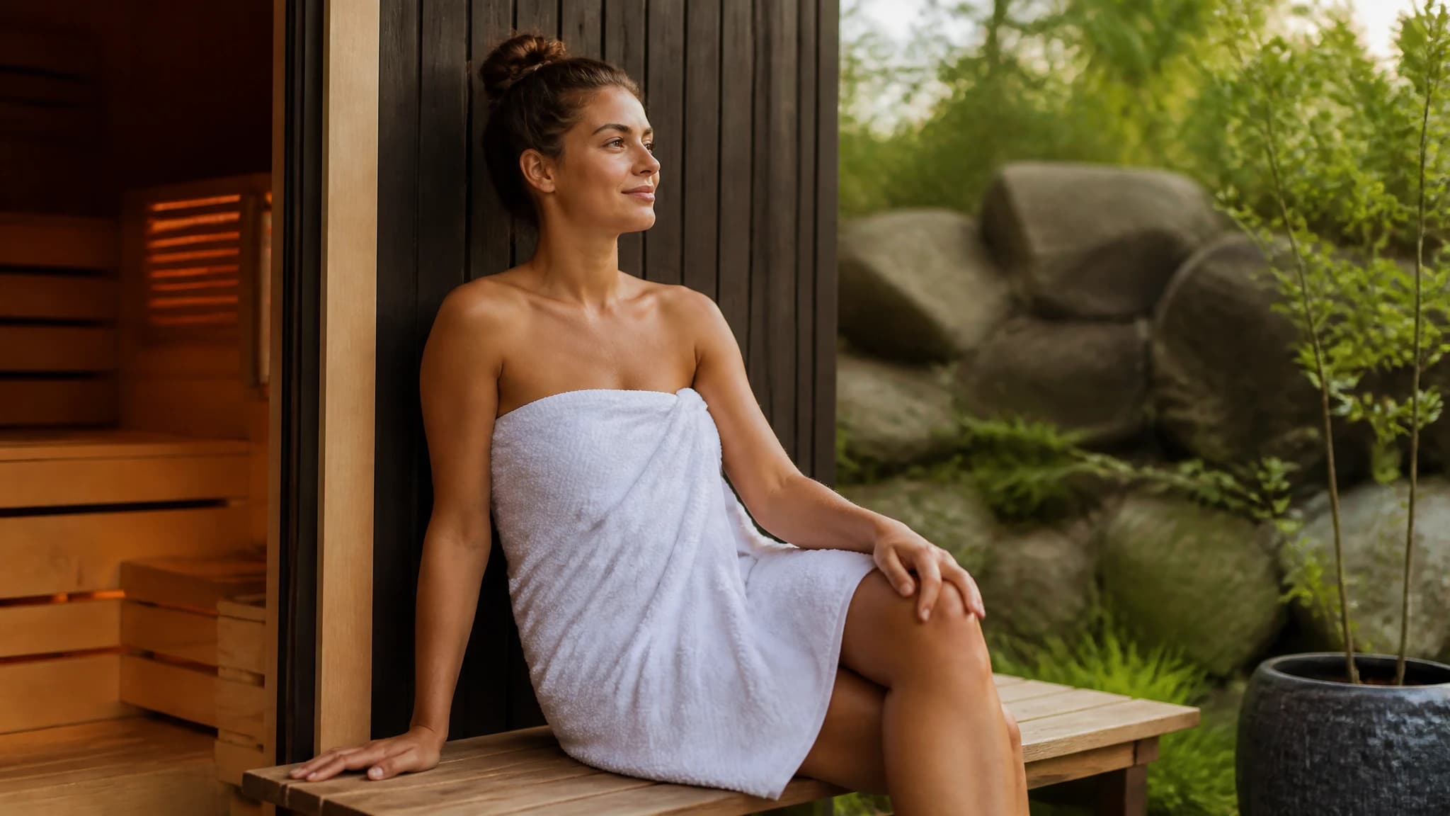 A person resting after a contrast therapy session.