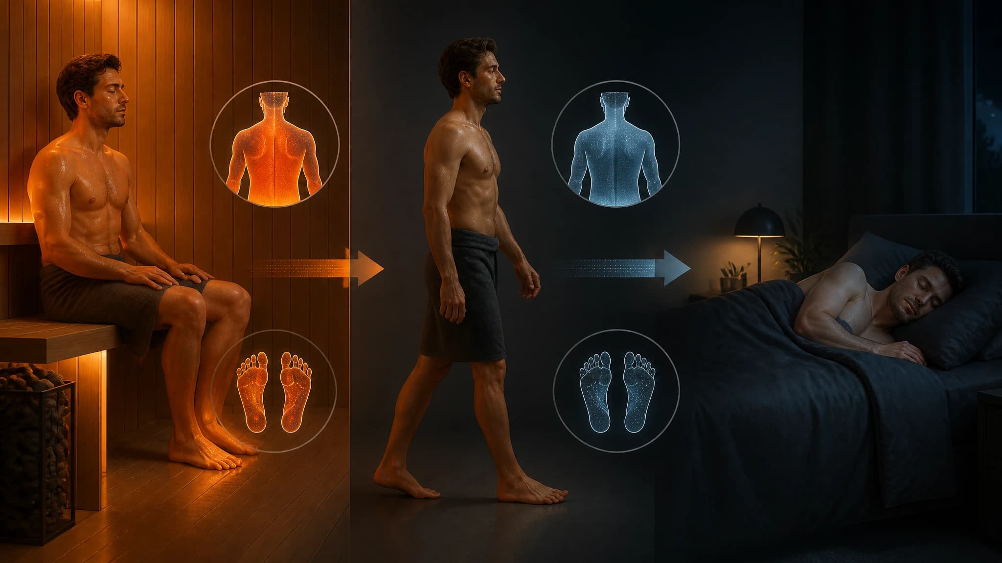 Illustration of heat dissipation after sauna exposure